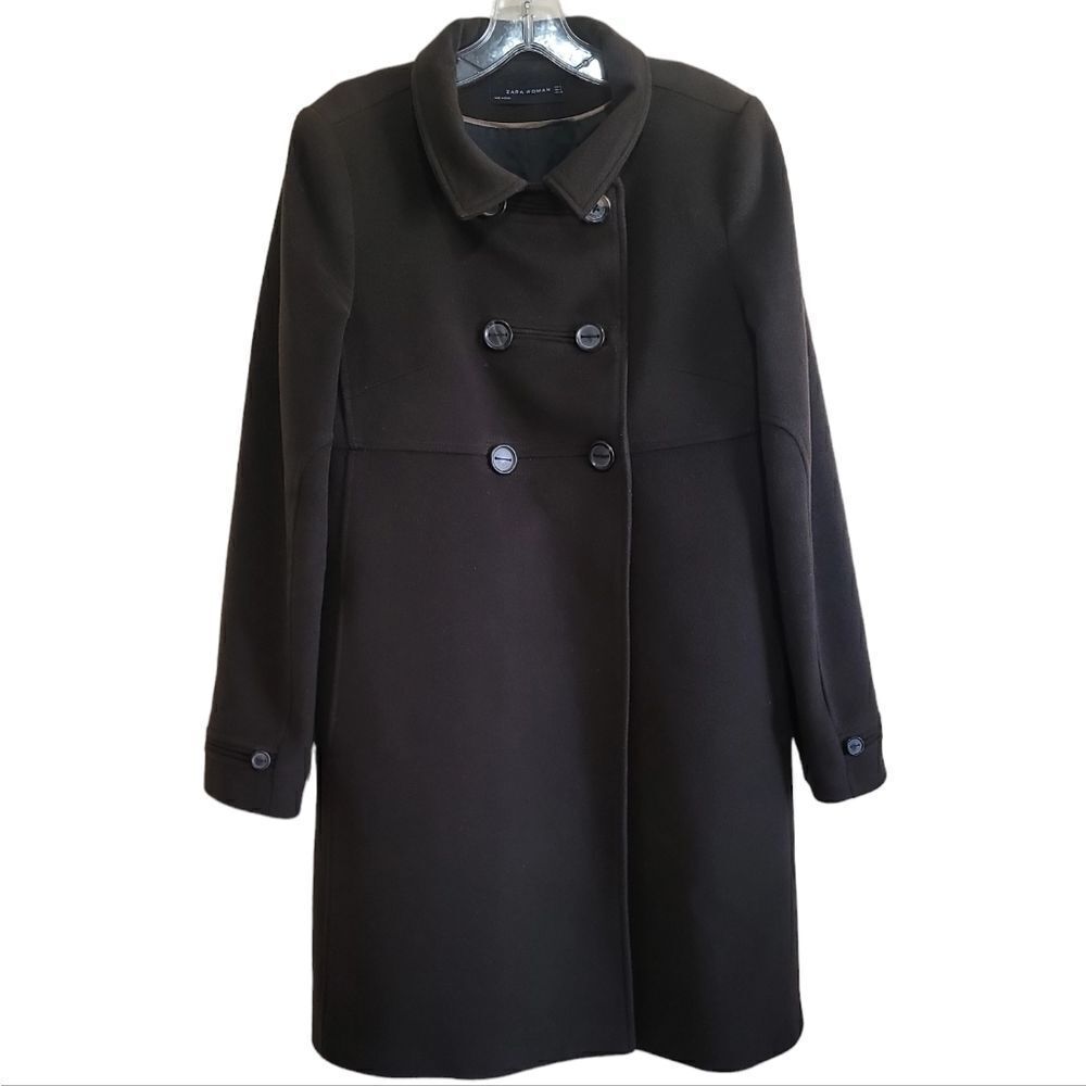 ZARA WOMEN'S Brown Double Breasted Peacoat Sz Small